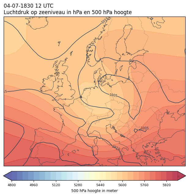 Weerkaart van 4 juli 1830 om 12 UTC