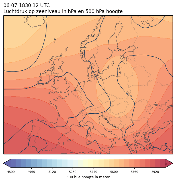 Weerkaart van 6 juli 1830 om 12 UTC