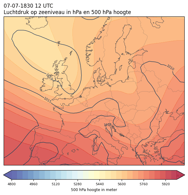 Weerkaart van 7 juli 1830 om 12 UTC