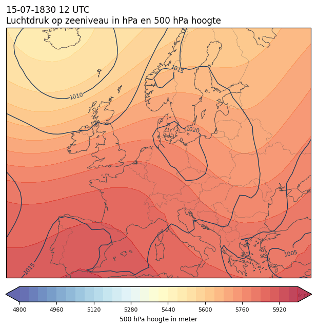 Weerkaart van 15 juli 1830 om 12 UTC