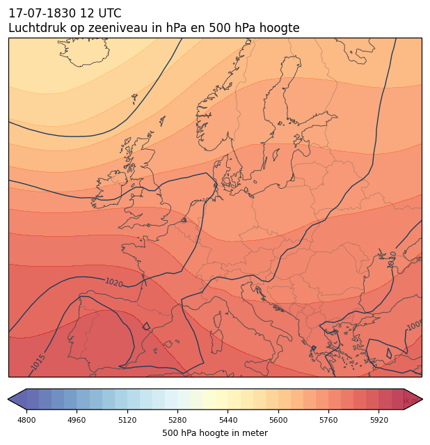 Weerkaart van 17 juli 1830 om 12 UTC