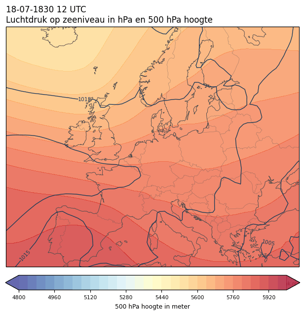 Weerkaart van 18 juli 1830 om 12 UTC