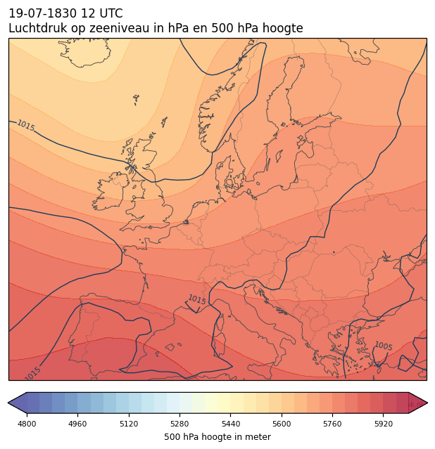 Weerkaart van 19 juli 1830 om 12 UTC