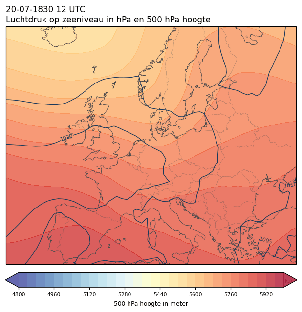 Weerkaart van 20 juli 1830 om 12 UTC