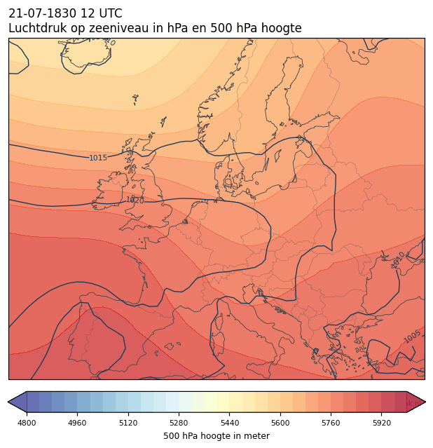Weerkaart van 21 juli 1830 om 12 UTC