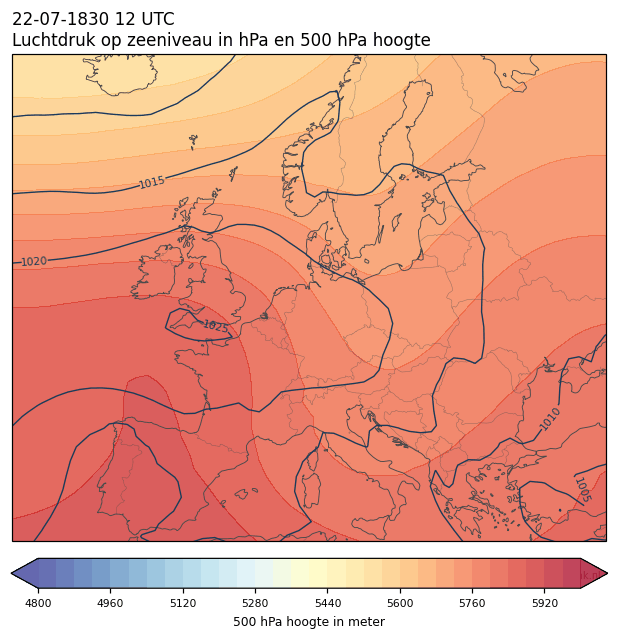 Weerkaart van 22 juli 1830 om 12 UTC