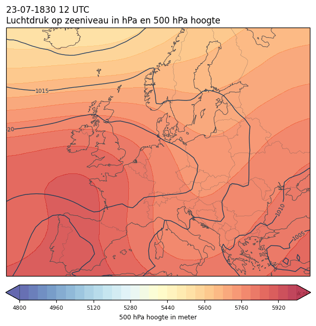 Weerkaart van 23 juli 1830 om 12 UTC