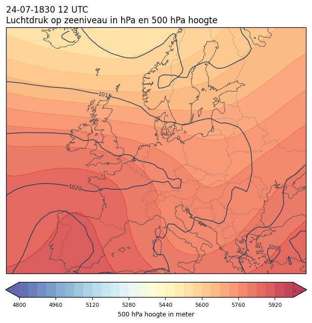 Weerkaart van 24 juli 1830 om 12 UTC