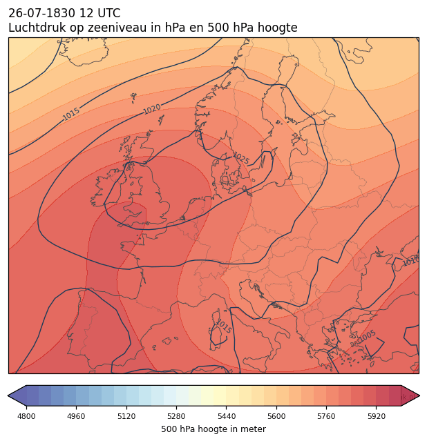 Weerkaart van 26 juli 1830 om 12 UTC
