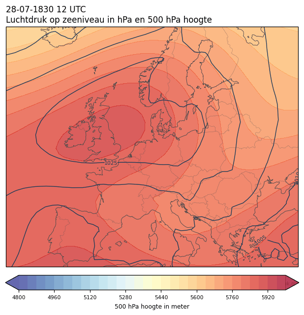 Weerkaart van 28 juli 1830 om 12 UTC