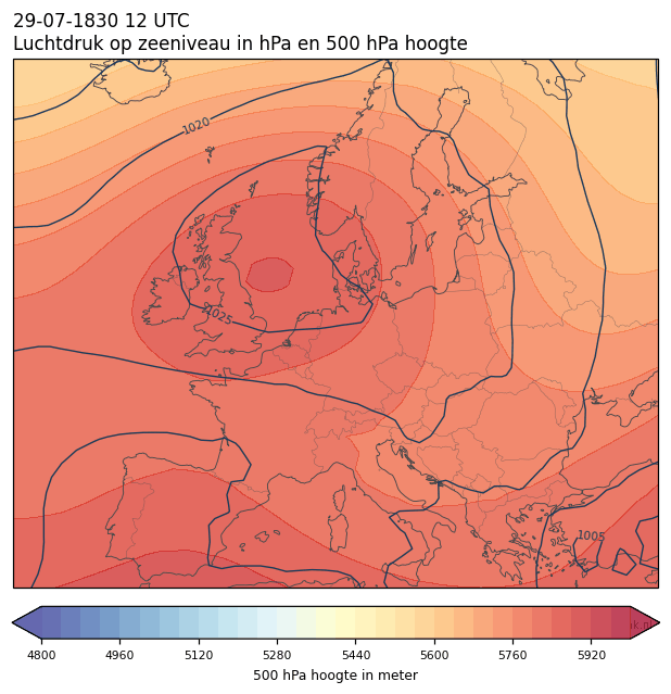 Weerkaart van 29 juli 1830 om 12 UTC