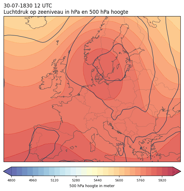Weerkaart van 30 juli 1830 om 12 UTC