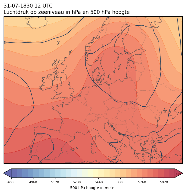 Weerkaart van 31 juli 1830 om 12 UTC