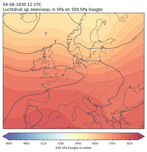 Weerkaart van 4 augustus 1830 om 12 UTC