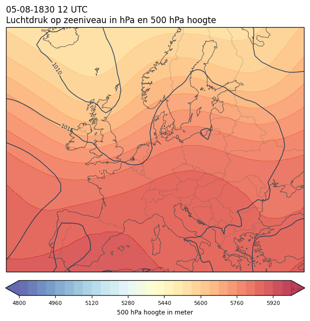 Weerkaart van 5 augustus 1830 om 12 UTC