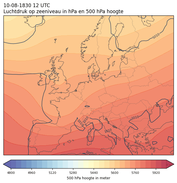 Weerkaart van 10 augustus 1830 om 12 UTC