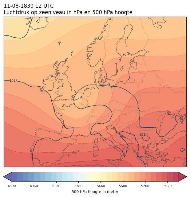 Weerkaart van 11 augustus 1830 om 12 UTC
