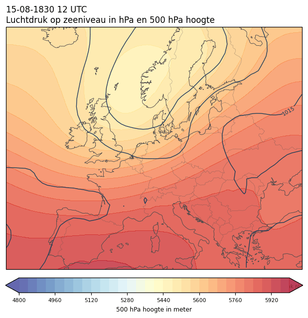 Weerkaart van 15 augustus 1830 om 12 UTC