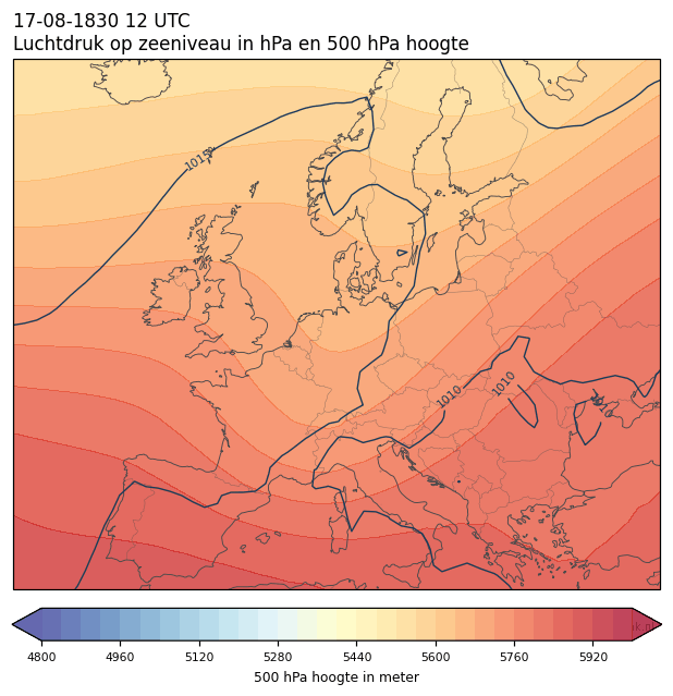 Weerkaart van 17 augustus 1830 om 12 UTC