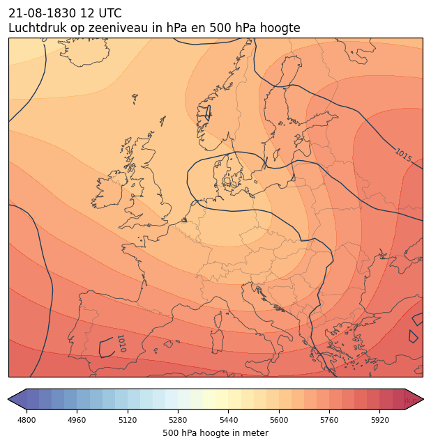 Weerkaart van 21 augustus 1830 om 12 UTC