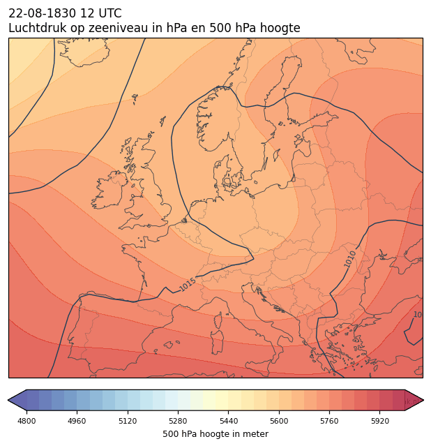 Weerkaart van 22 augustus 1830 om 12 UTC