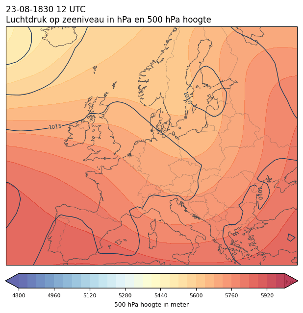 Weerkaart van 23 augustus 1830 om 12 UTC