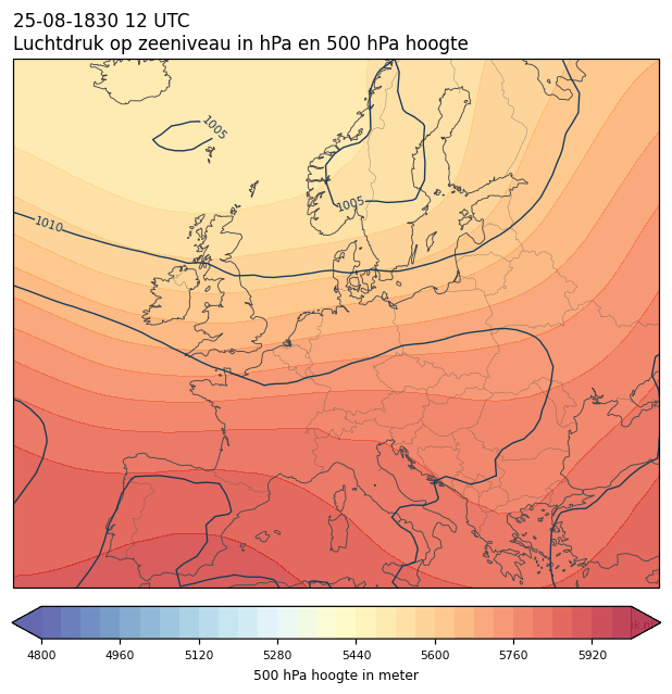 Weerkaart van 25 augustus 1830 om 12 UTC