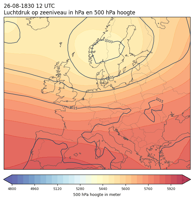 Weerkaart van 26 augustus 1830 om 12 UTC