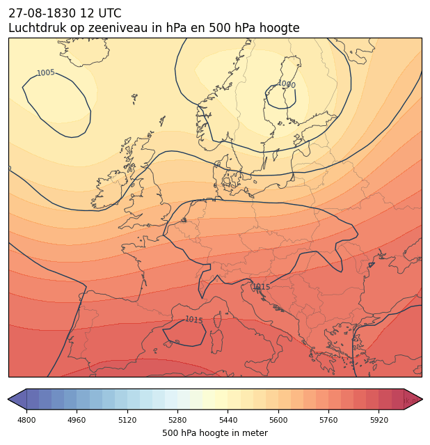 Weerkaart van 27 augustus 1830 om 12 UTC