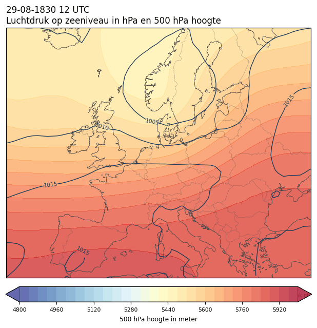 Weerkaart van 29 augustus 1830 om 12 UTC