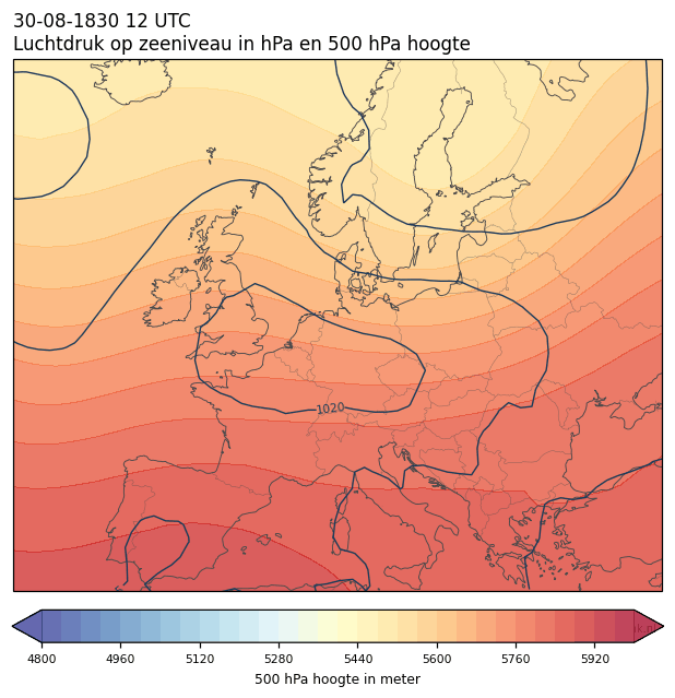 Weerkaart van 30 augustus 1830 om 12 UTC