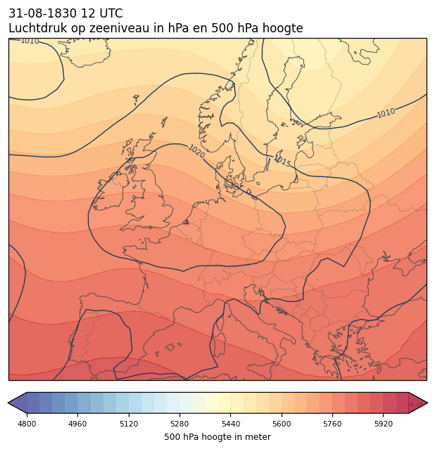 Weerkaart van 31 augustus 1830 om 12 UTC