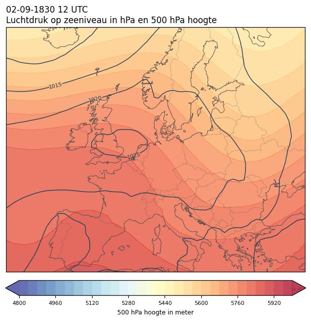 Weerkaart van 2 september 1830 om 12 UTC