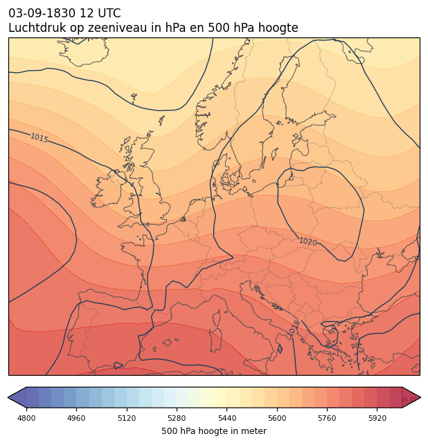 Weerkaart van 3 september 1830 om 12 UTC