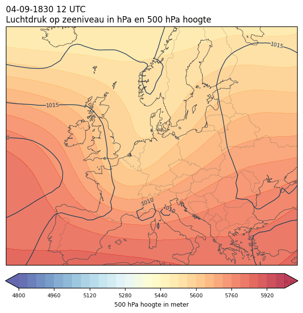 Weerkaart van 4 september 1830 om 12 UTC