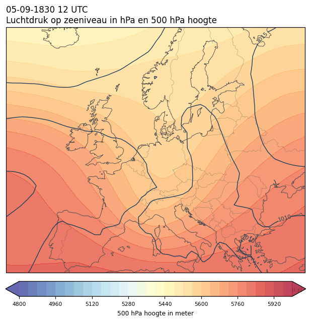 Weerkaart van 5 september 1830 om 12 UTC