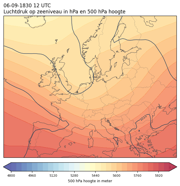 Weerkaart van 6 september 1830 om 12 UTC