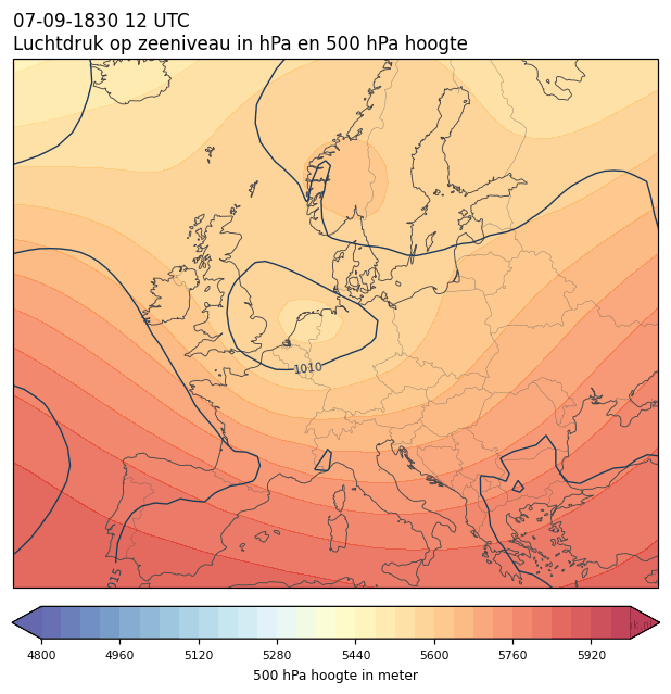 Weerkaart van 7 september 1830 om 12 UTC