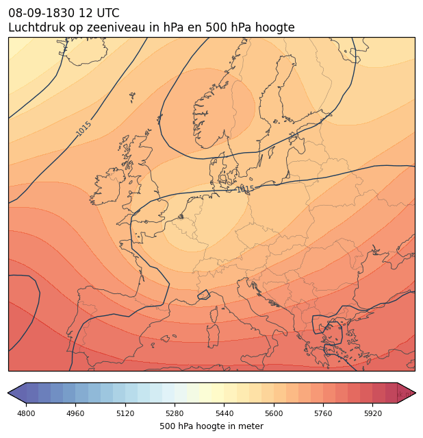 Weerkaart van 8 september 1830 om 12 UTC