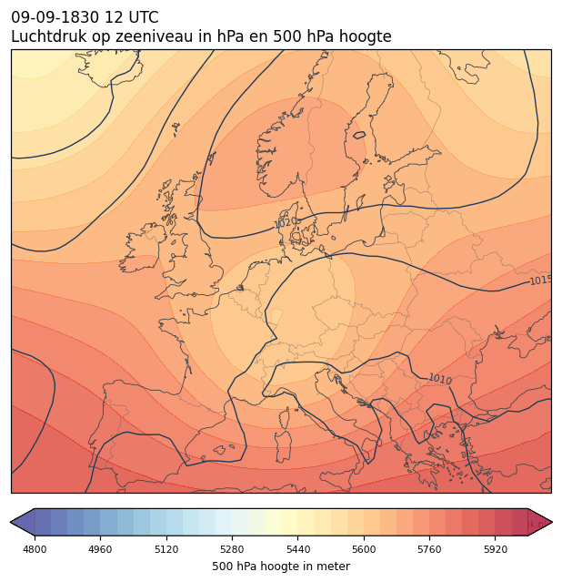 Weerkaart van 9 september 1830 om 12 UTC