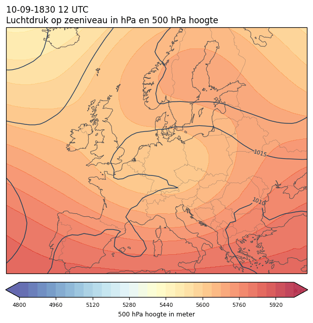 Weerkaart van 10 september 1830 om 12 UTC