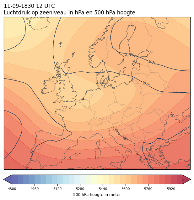 Weerkaart van 11 september 1830 om 12 UTC
