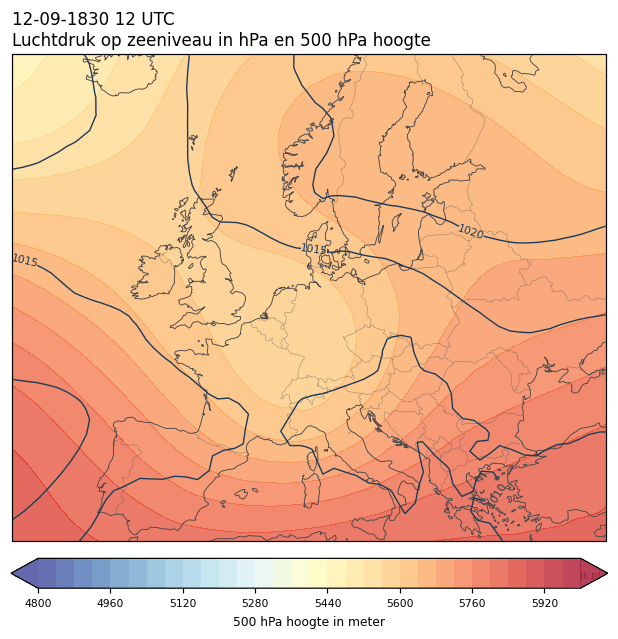 Weerkaart van 12 september 1830 om 12 UTC