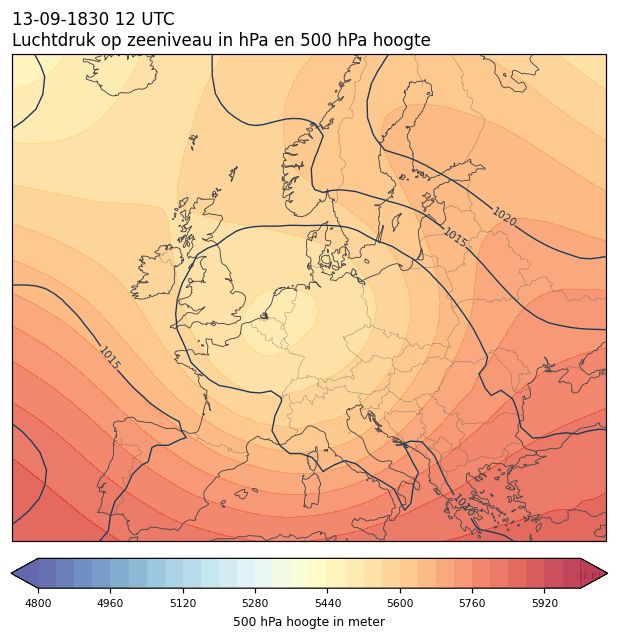 Weerkaart van 13 september 1830 om 12 UTC