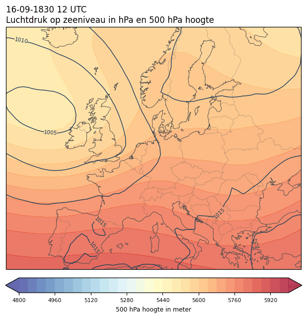 Weerkaart van 16 september 1830 om 12 UTC