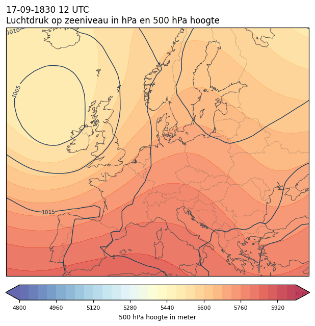 Weerkaart van 17 september 1830 om 12 UTC