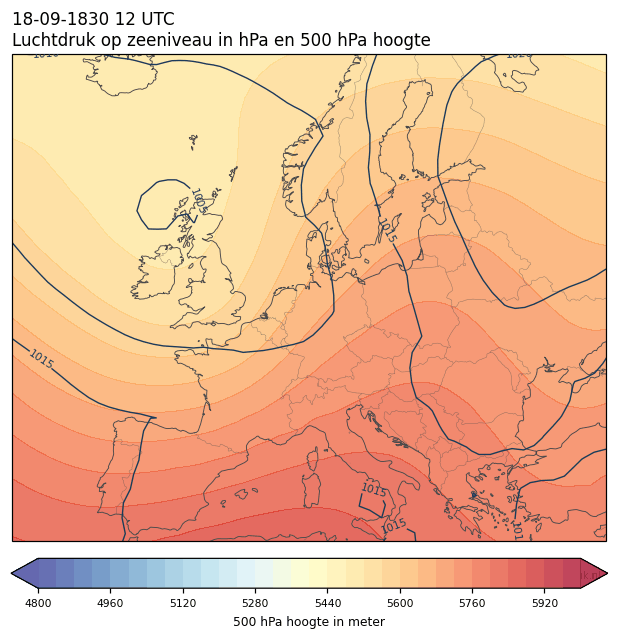 Weerkaart van 18 september 1830 om 12 UTC