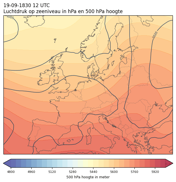 Weerkaart van 19 september 1830 om 12 UTC