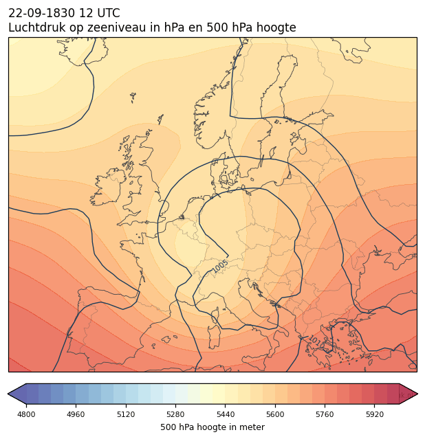 Weerkaart van 22 september 1830 om 12 UTC