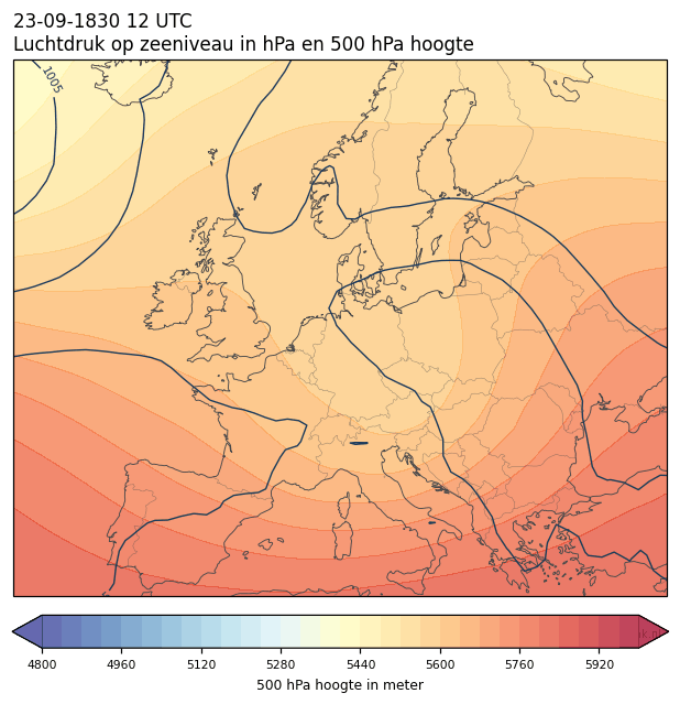 Weerkaart van 23 september 1830 om 12 UTC